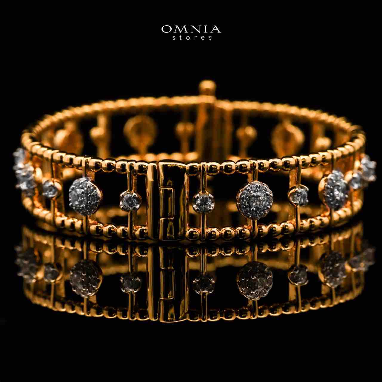 Nasim Golden Plated Bangle In 925 Silver Certified High Quality Lab Grown Stones