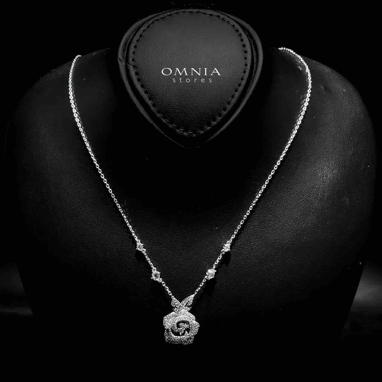 Omnia Raheleh Rose Silver Necklace In 925 Silver High Quality Lab Grown Stones - OMNIASTORES UAE