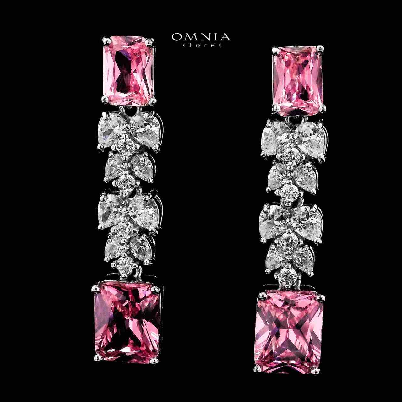 Omnia Amelia Pink Bridal Full Set with High-Quality Simulated Diamonds Rhodium Plated - OMNIASTORES UAE