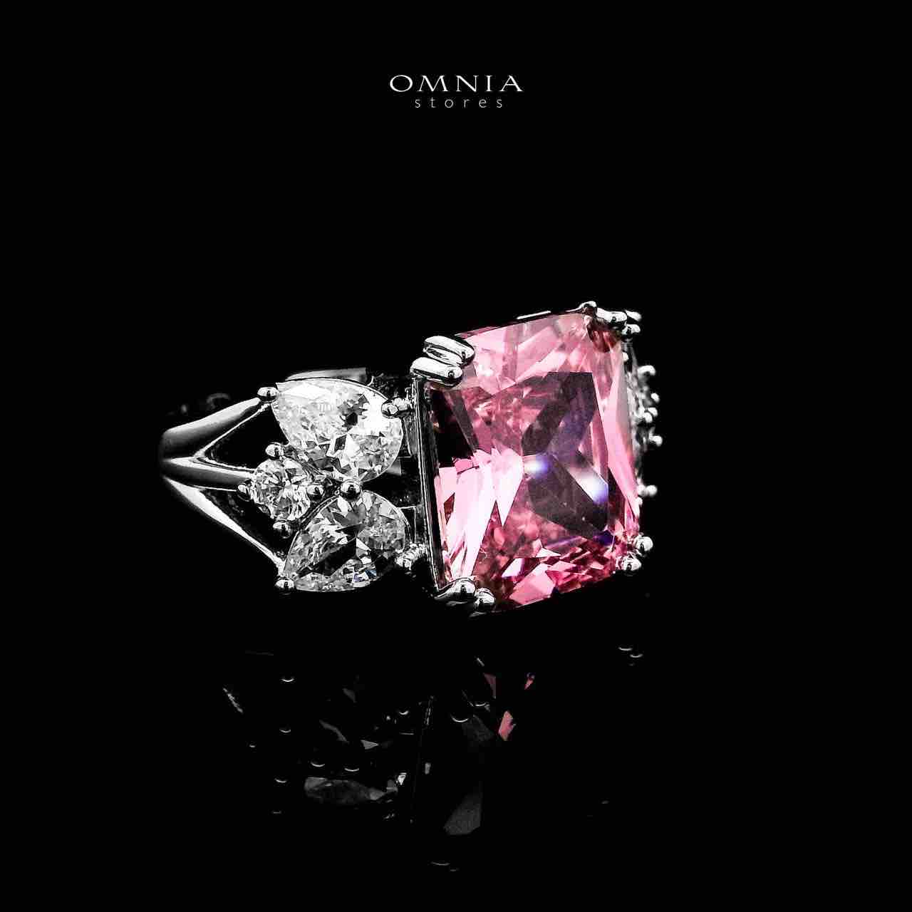 Omnia Amelia Pink Bridal Full Set with High-Quality Simulated Diamonds Rhodium Plated - OMNIASTORES UAE