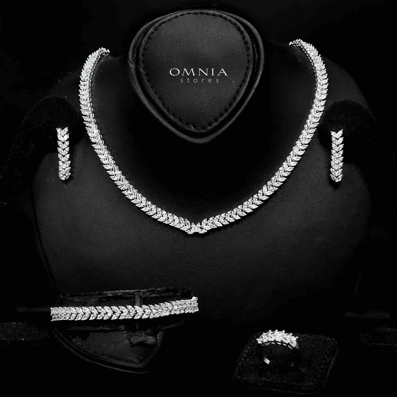 Omnia Aroosa White Bridal Full Set with High-Quality Simulated Diamonds Rhodium Plated - OMNIASTORES UAE
