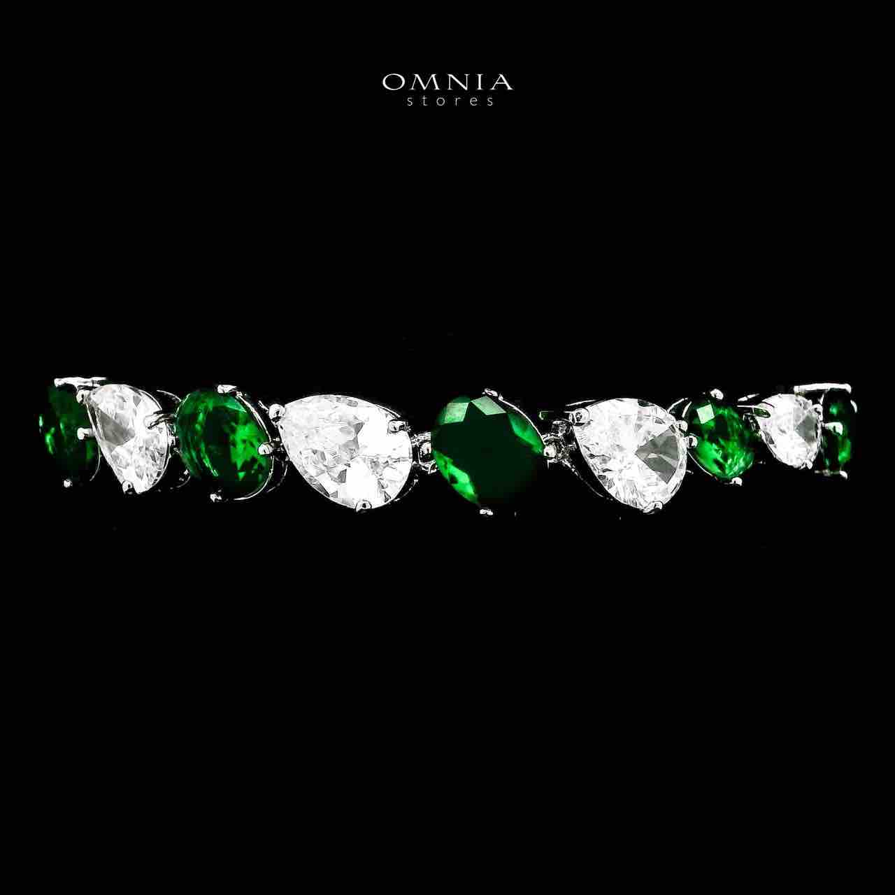 Omnia Lamia Green and White Bridal Full Set with High-Quality Simulated Diamonds Rhodium Plated - OMNIASTORES UAE