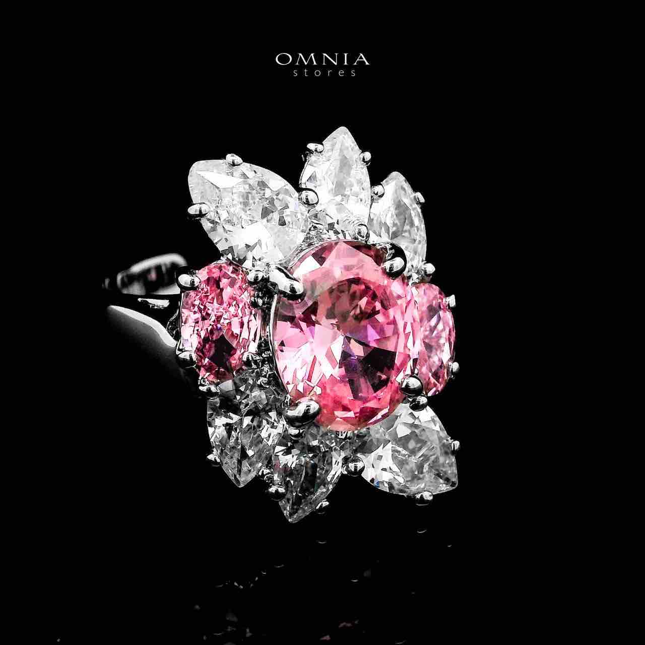 Omnia Lamia White And Pink Bridal Full Set with High-Quality Simulated Diamonds Rhodium Plated ( 16cm Only availabe in KSA) - OMNIASTORES UAE