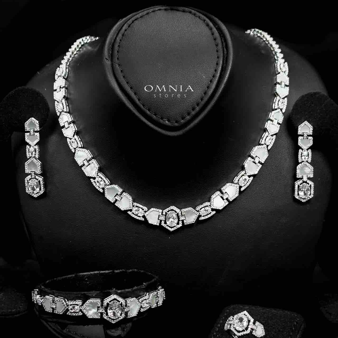 Omnia Rihana Bridal Full Set Accessories in High Quality Zircon Stone in Rhodium Plated - OMNIASTORES UAE