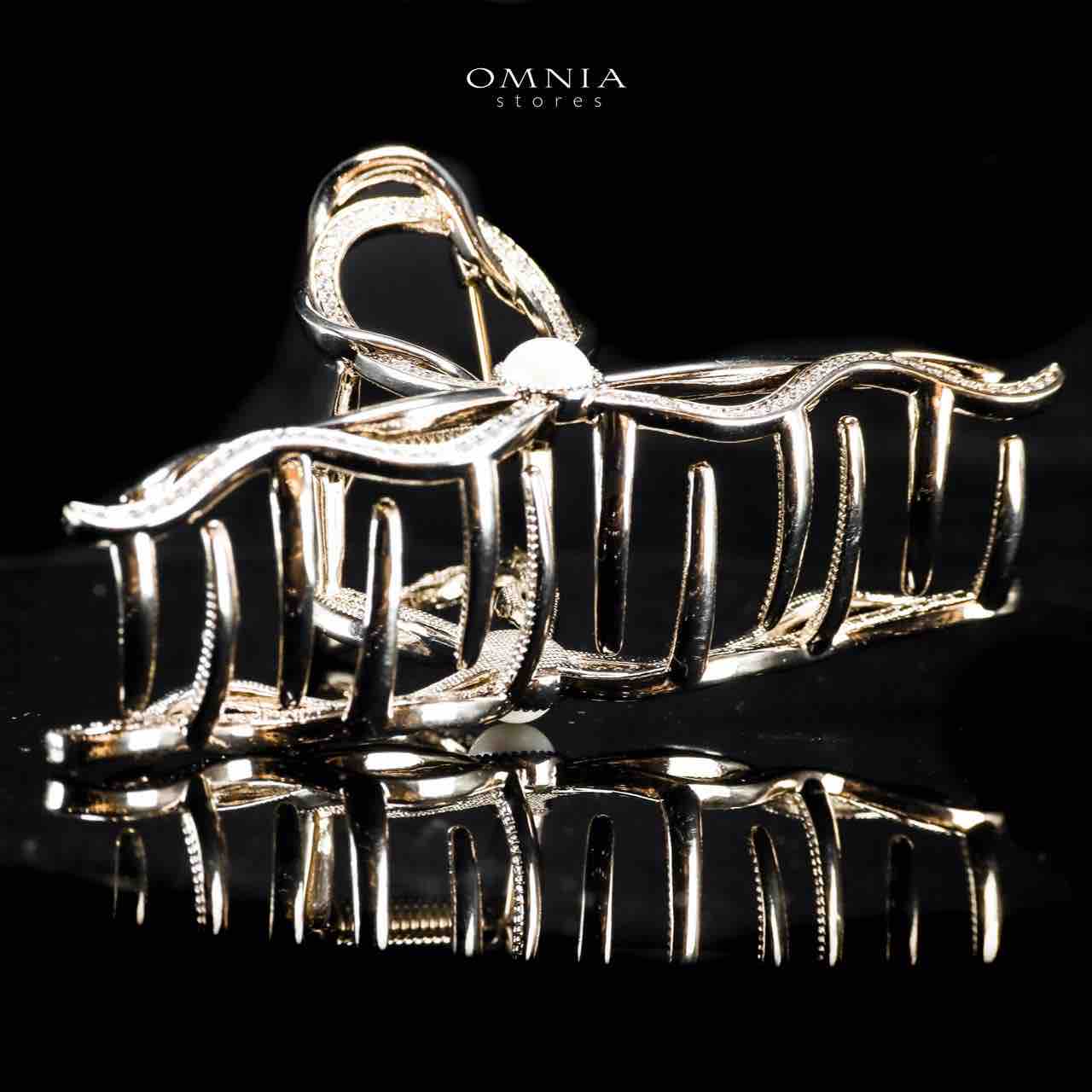 Omnia Luluwa Light Gold Hair Clip in High Quality Zircon Stone In Rhodium Plated - OMNIASTORES UAE