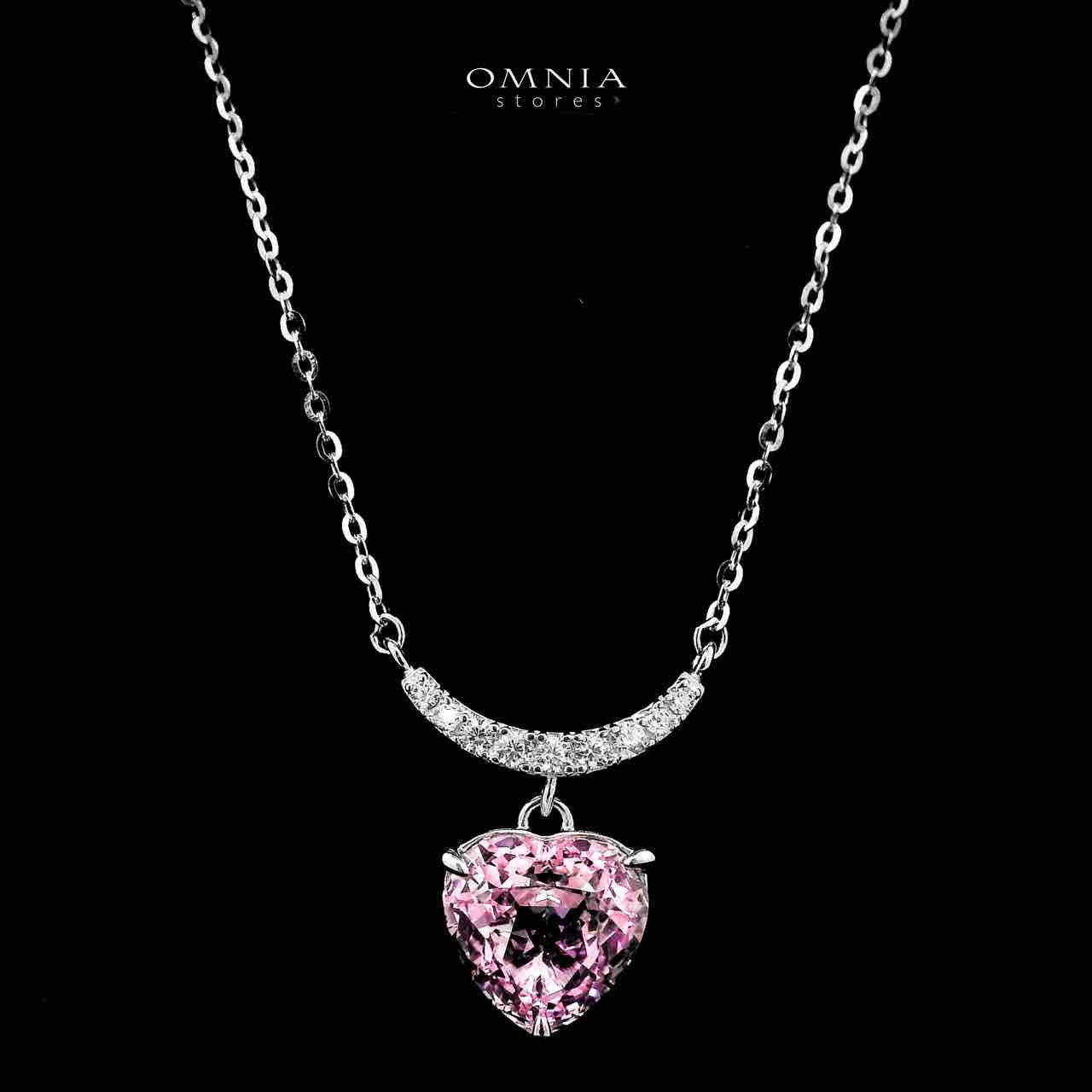 Omnia Shamail Silver Necklace and Earrings Set in 925 Silver with High-Quality Pink Ice Cut Stones - OMNIASTORES UAE