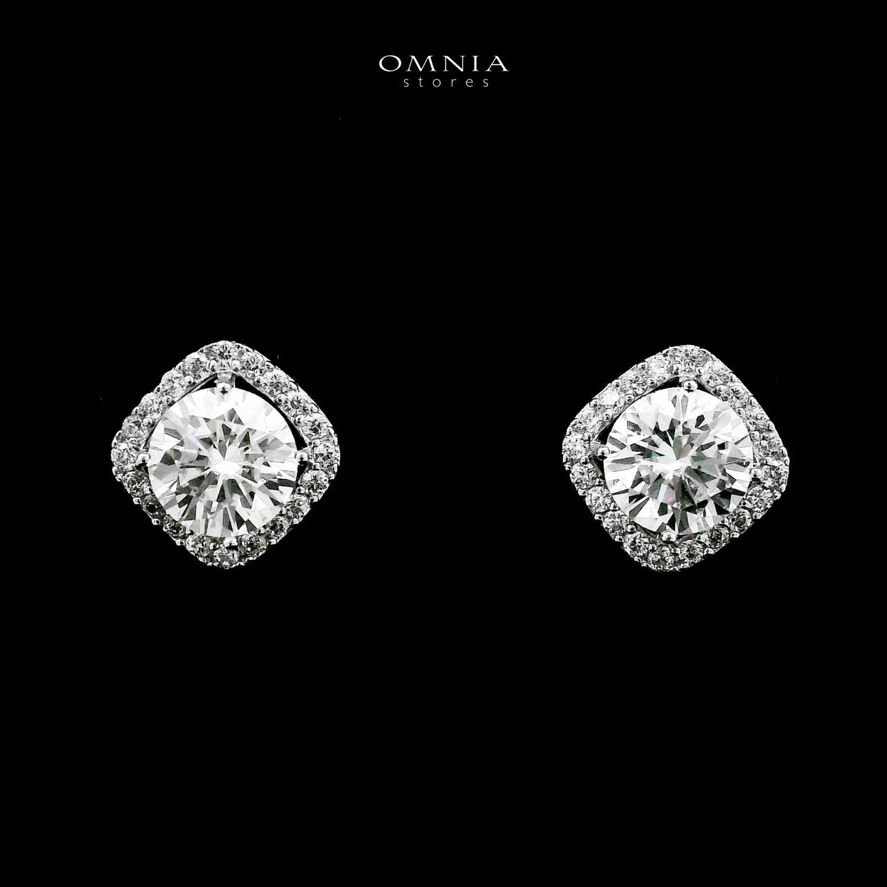 Omnia Thimar Silver Stud Earrings in 925 Silver with High-Quality White Moissanite Stones - OMNIASTORES UAE