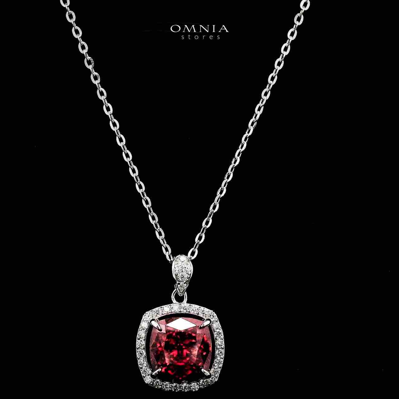 Omnia Nawara Silver Necklace and Earrings Set in 925 Silver with High-Quality Red Ice Cut Stones - OMNIASTORES UAE