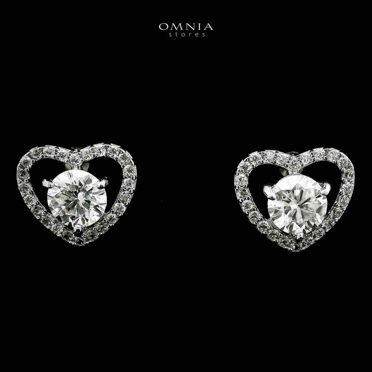 Omnia Tamima Silver Heart Shape Necklace and Earrings Set in 925 Silver with High-Quality White Moissanite Stones - OMNIASTORES UAE
