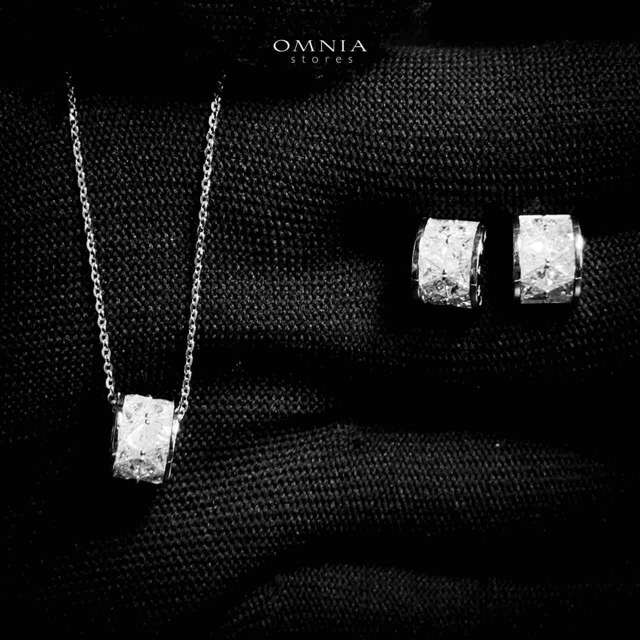 Omnia Yasma Silver Necklace & Earrings Set in 925 Silver with High-Quality White CZ Zircon Stones - OMNIASTORES UAE