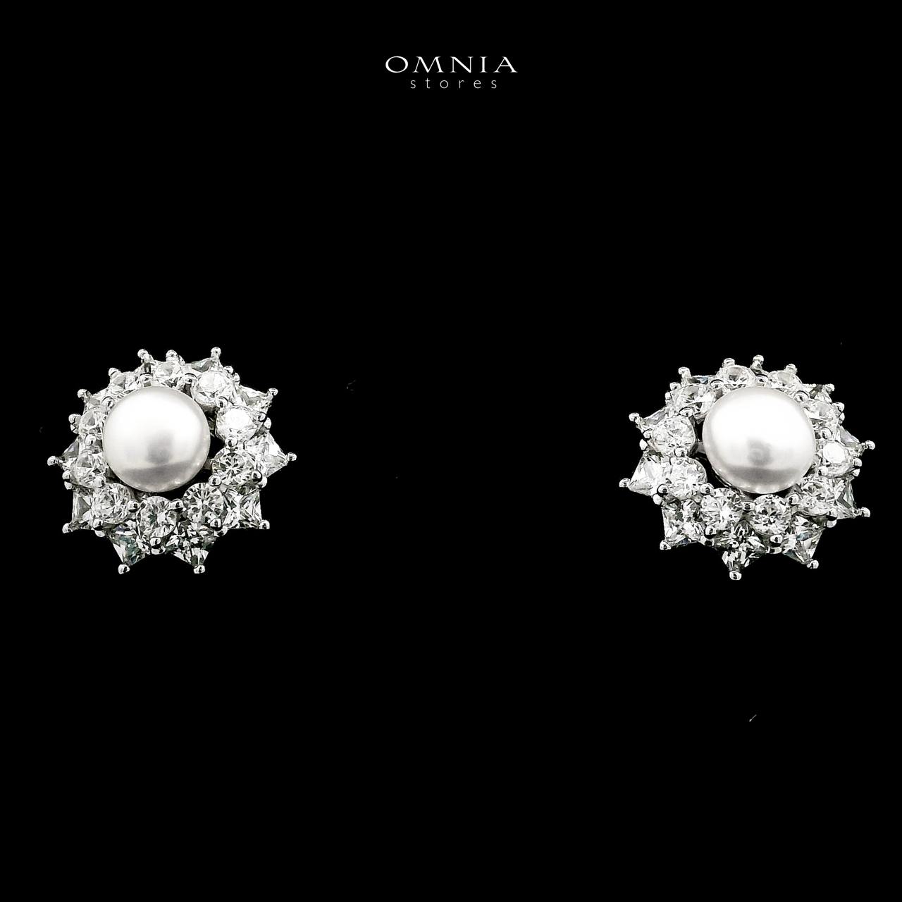 Omnia Zaria Pearl Earrings in 925 Silver with High-Quality White CZ Zircon Stones - OMNIASTORES UAE