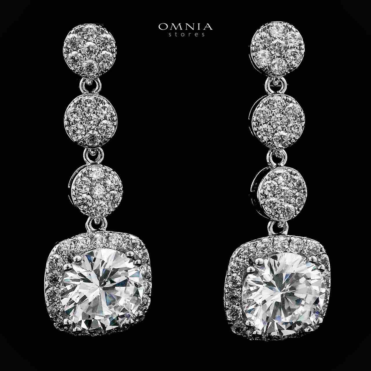 Omnia Dima White Drop Earrings With Rhodium Plated In High Quality Zircon Stone - OMNIASTORES UAE