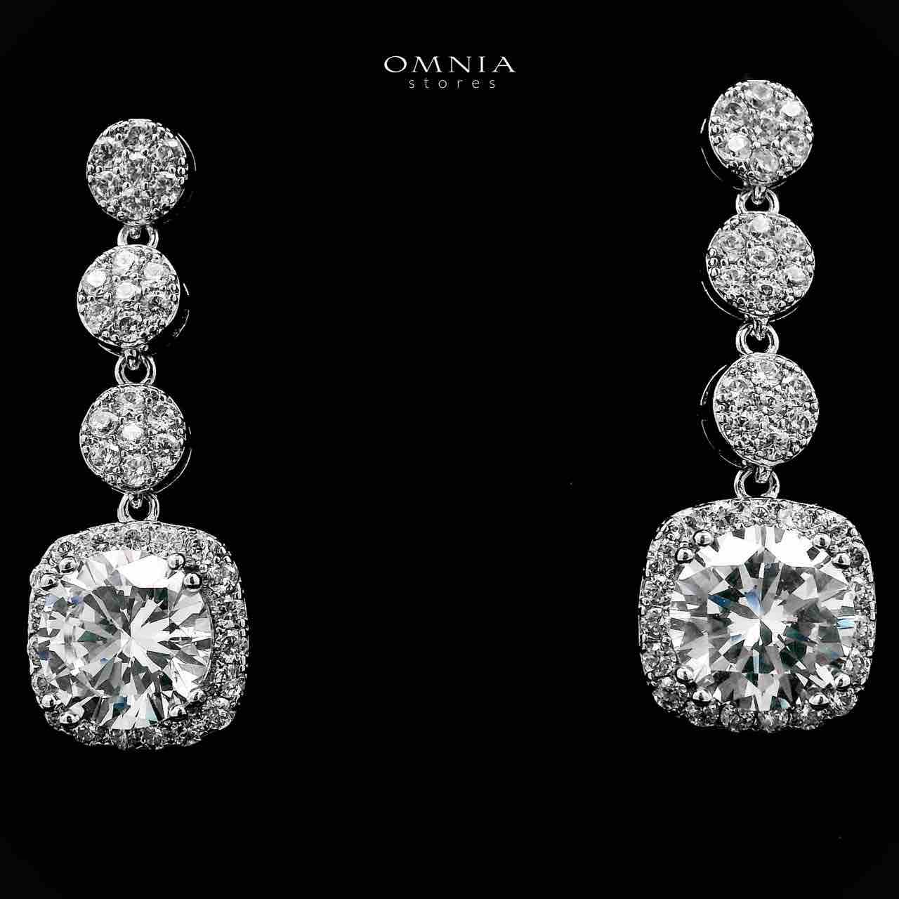 Omnia Dima White Drop Earrings With Rhodium Plated In High Quality Zircon Stone - OMNIASTORES UAE