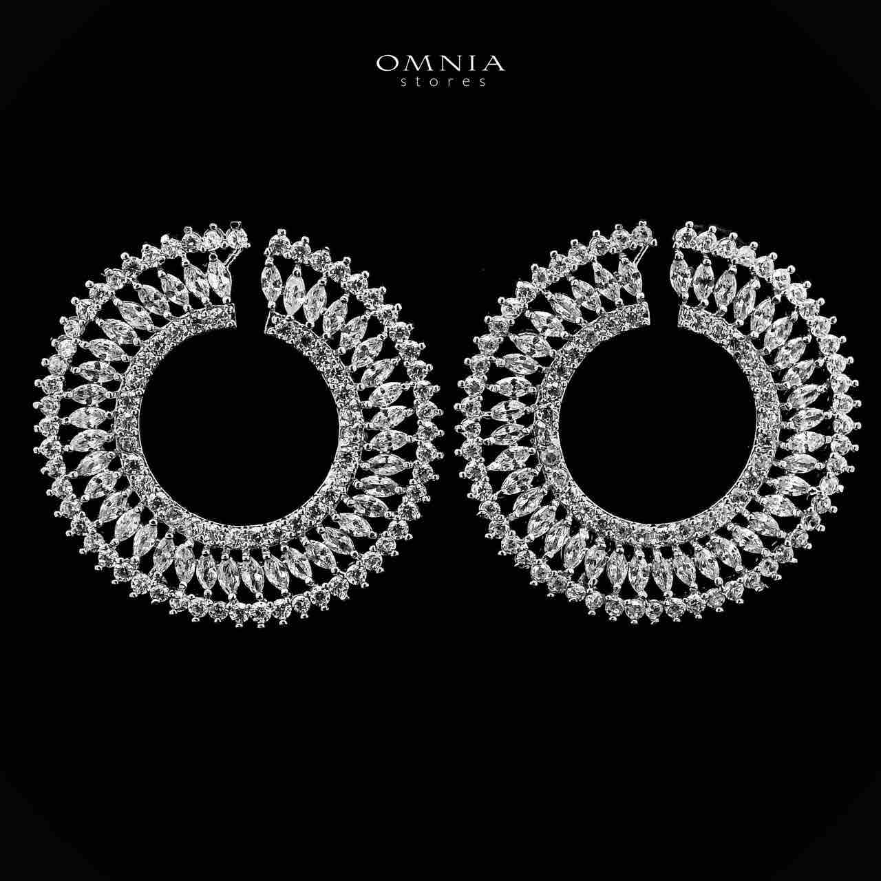 Omnia Najwa White Stud Earrings With Rhodium Plated In High Quality Zircon Stone - OMNIASTORES UAE