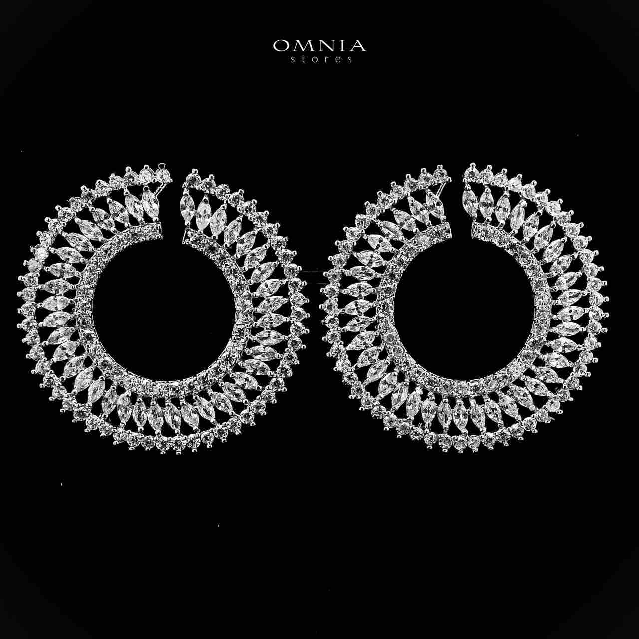 Omnia Najwa White Stud Earrings With Rhodium Plated In High Quality Zircon Stone - OMNIASTORES UAE