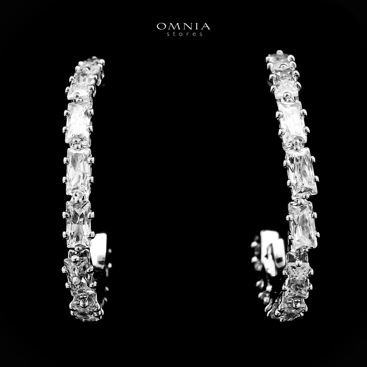 Omnia Nouriya White Earrings With Rhodium Plated In High Quality Zircon Stone - OMNIASTORES UAE
