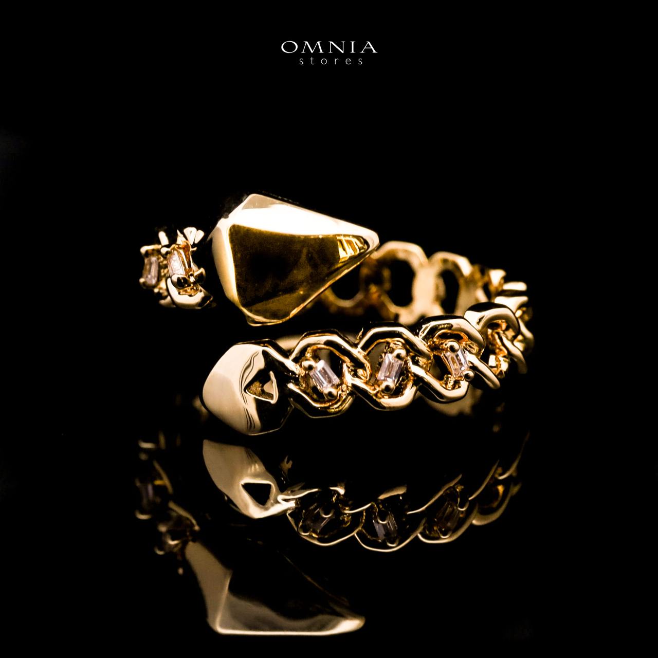 Omnia Khatira Golden Bangle and Ring With Rhodium Plated In High Quality Zircon Stone - OMNIASTORES UAE