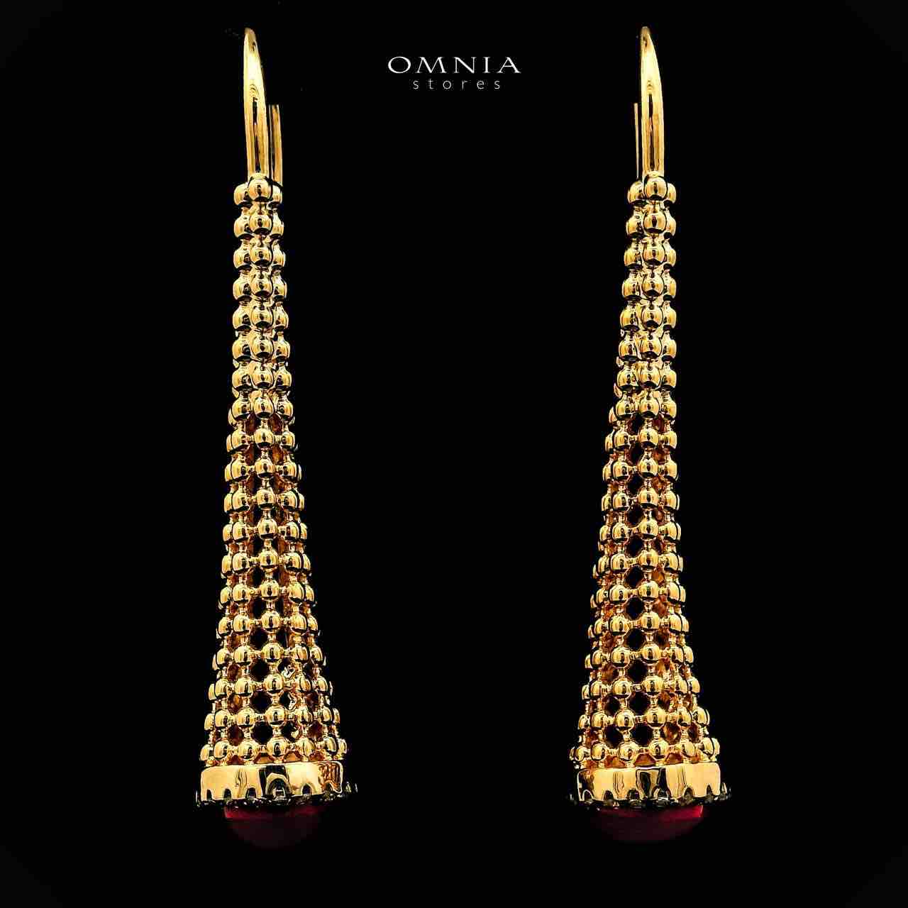 Omnia Lamisah Golden Red Necklace, Earring and Rings With Rhodium Plated In High Quality Zircon Stone - OMNIASTORES UAE