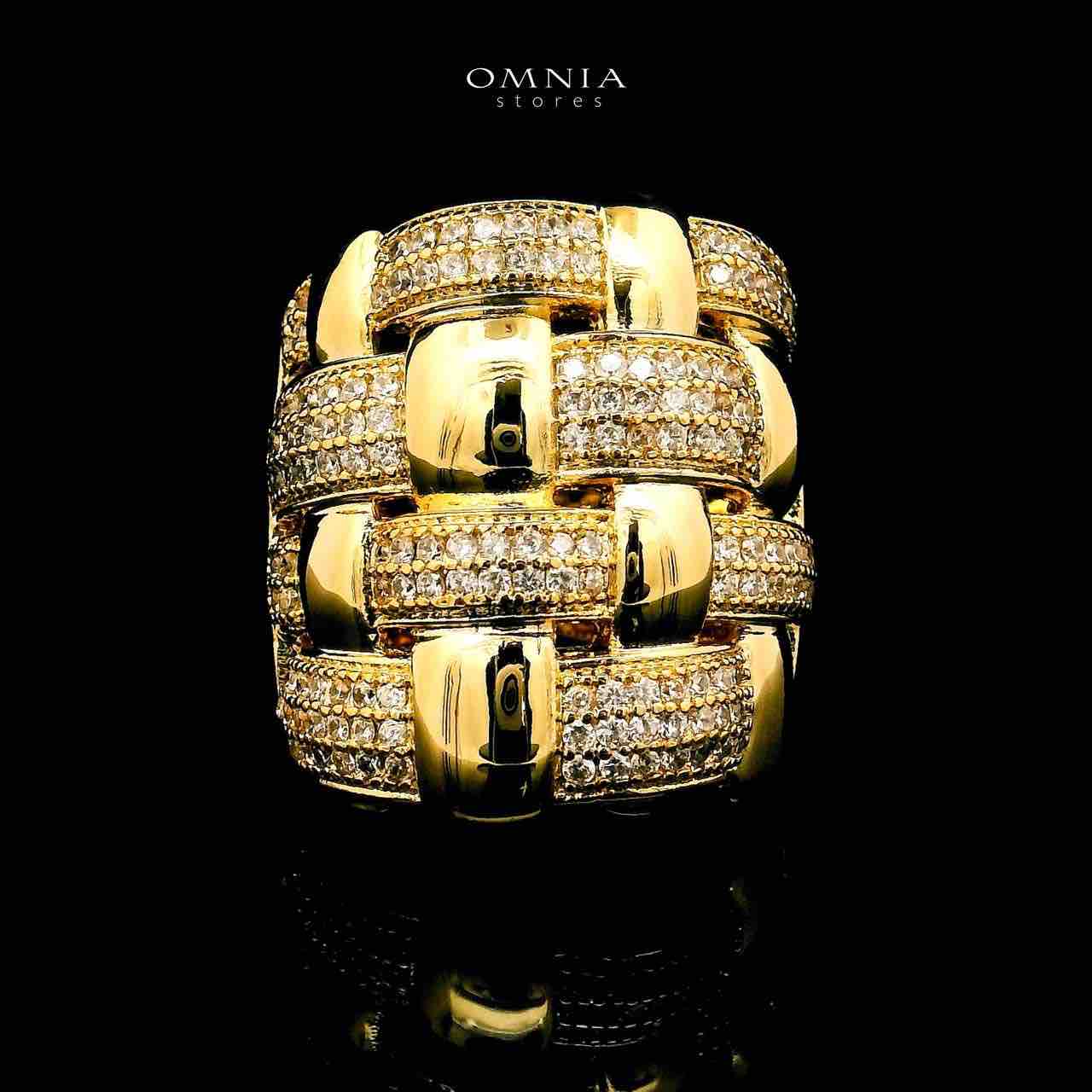 Olfah 18k Gold Plated Ring With Rhodium Plated In High Quality Zircon Stone - OMNIASTORES UAE