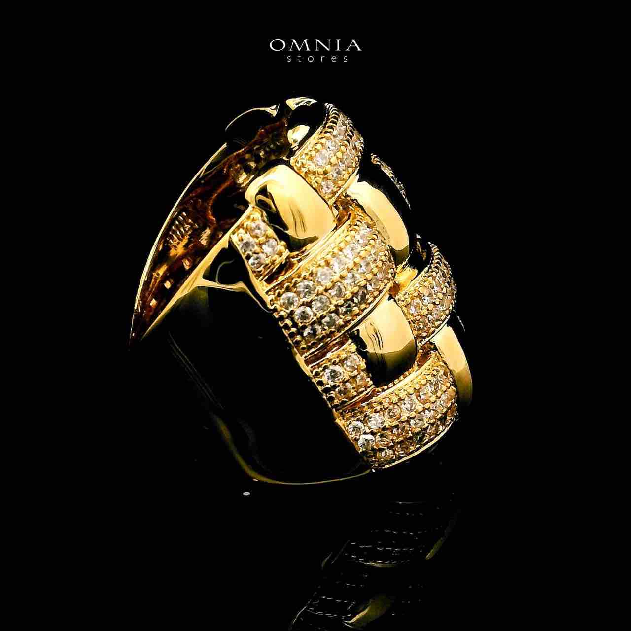 Olfah 18k Gold Plated Ring With Rhodium Plated In High Quality Zircon Stone - OMNIASTORES UAE