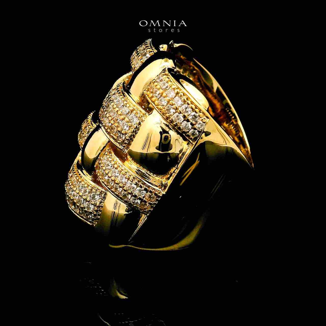 Olfah 18k Gold Plated Ring With Rhodium Plated In High Quality Zircon Stone - OMNIASTORES UAE