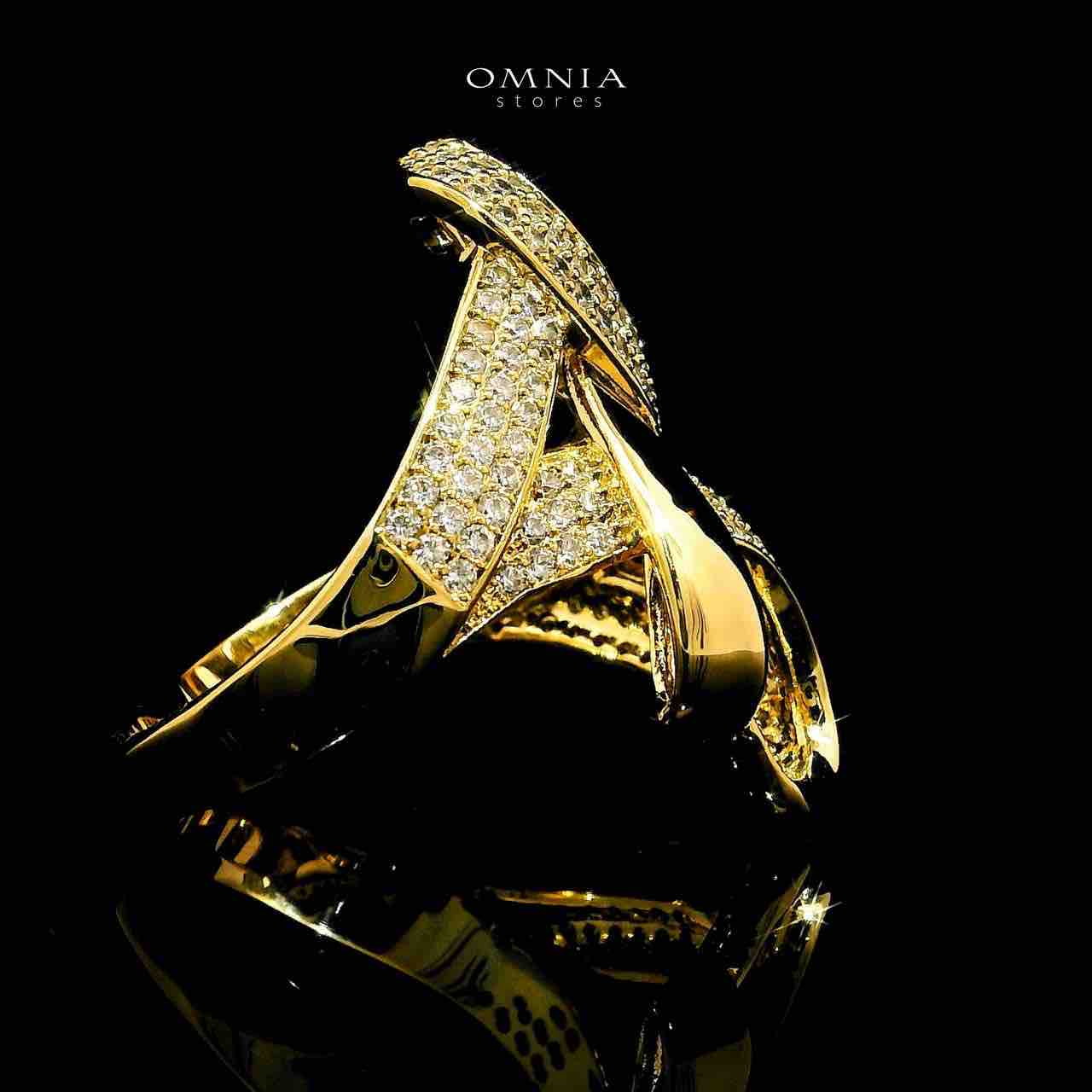 Omnia Kaifa 18k Gold Plated Ring With Rhodium Plated In High Quality Zircon Stone - OMNIASTORES UAE