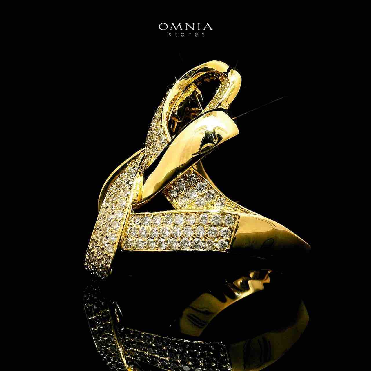 Omnia Kaifa 18k Gold Plated Ring With Rhodium Plated In High Quality Zircon Stone - OMNIASTORES UAE