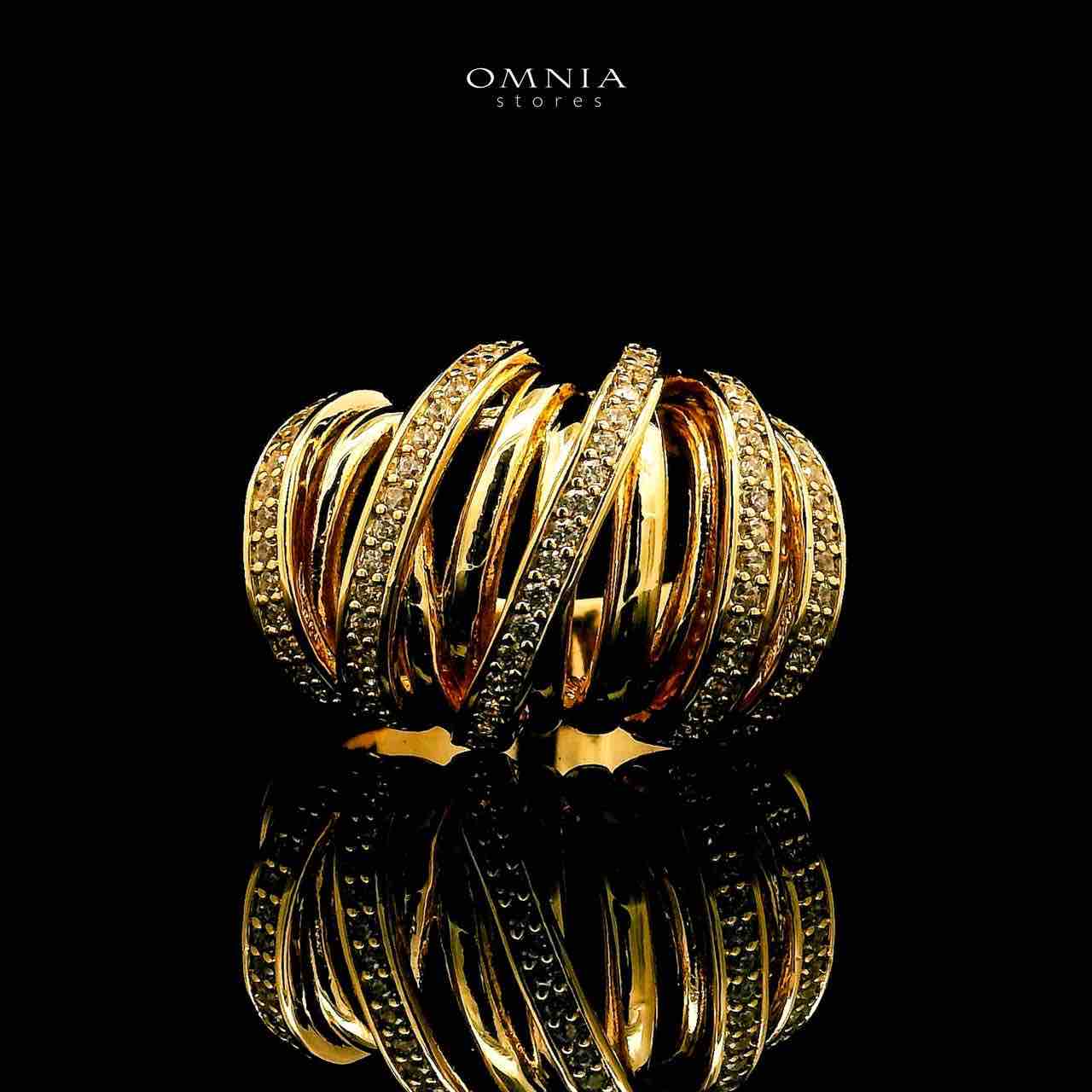 Omnia Zarifa 18k Gold Plated Ring With Rhodium Plated In High Quality Zircon Stone - OMNIASTORES UAE