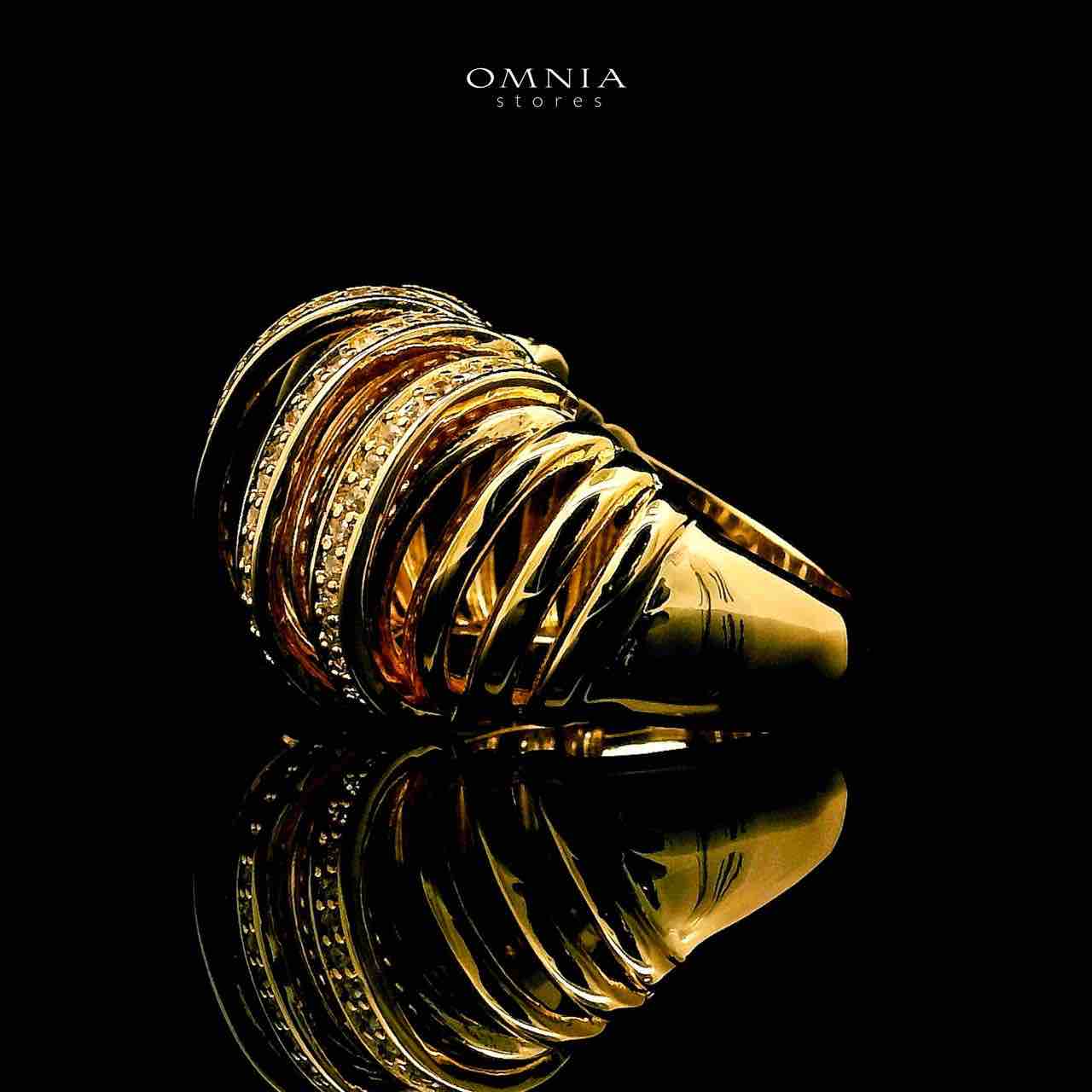 Omnia Zarifa 18k Gold Plated Ring With Rhodium Plated In High Quality Zircon Stone - OMNIASTORES UAE