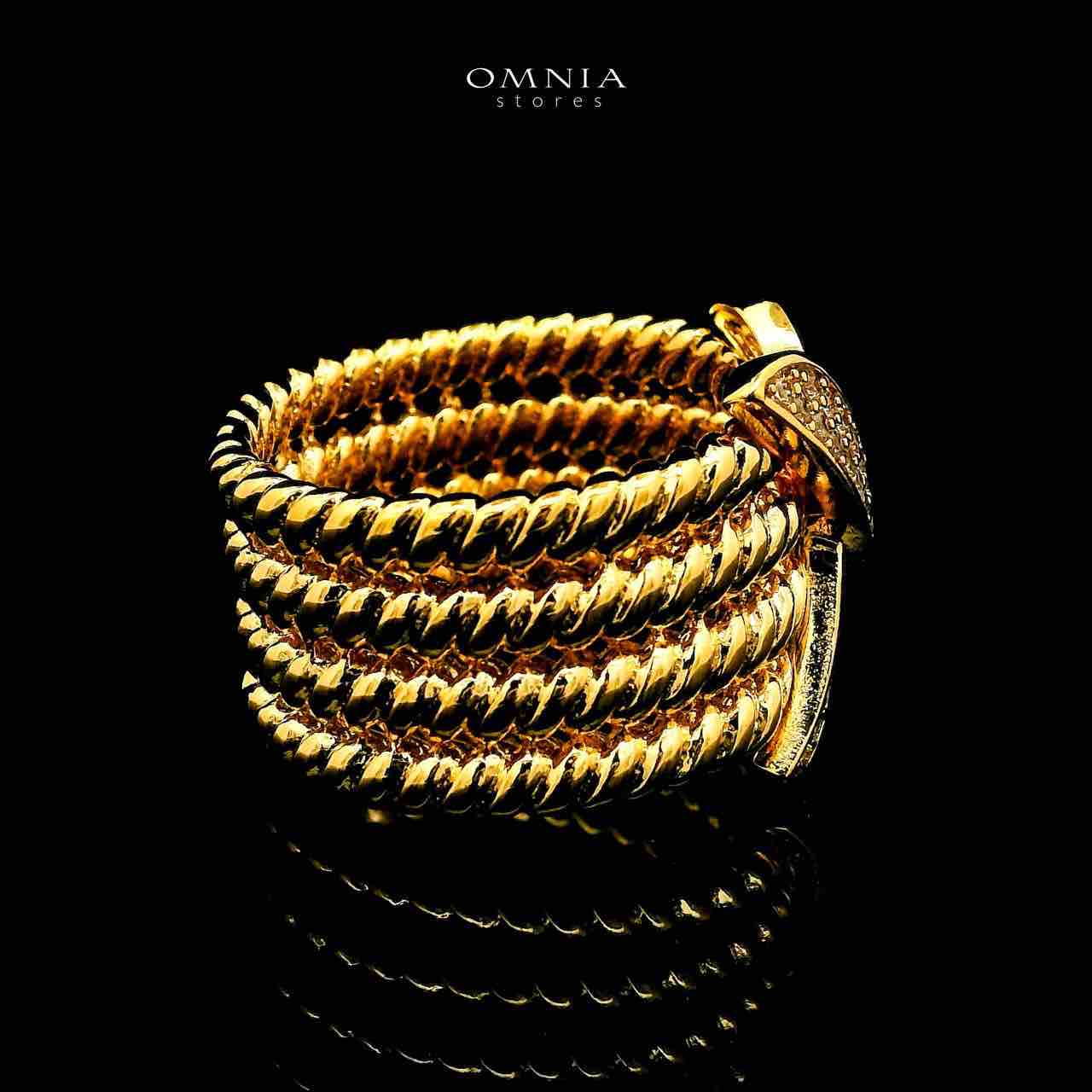 Omnia Baraka 18k Gold Plated Ring With Rhodium Plated In High Quality Zircon Stone - OMNIASTORES UAE