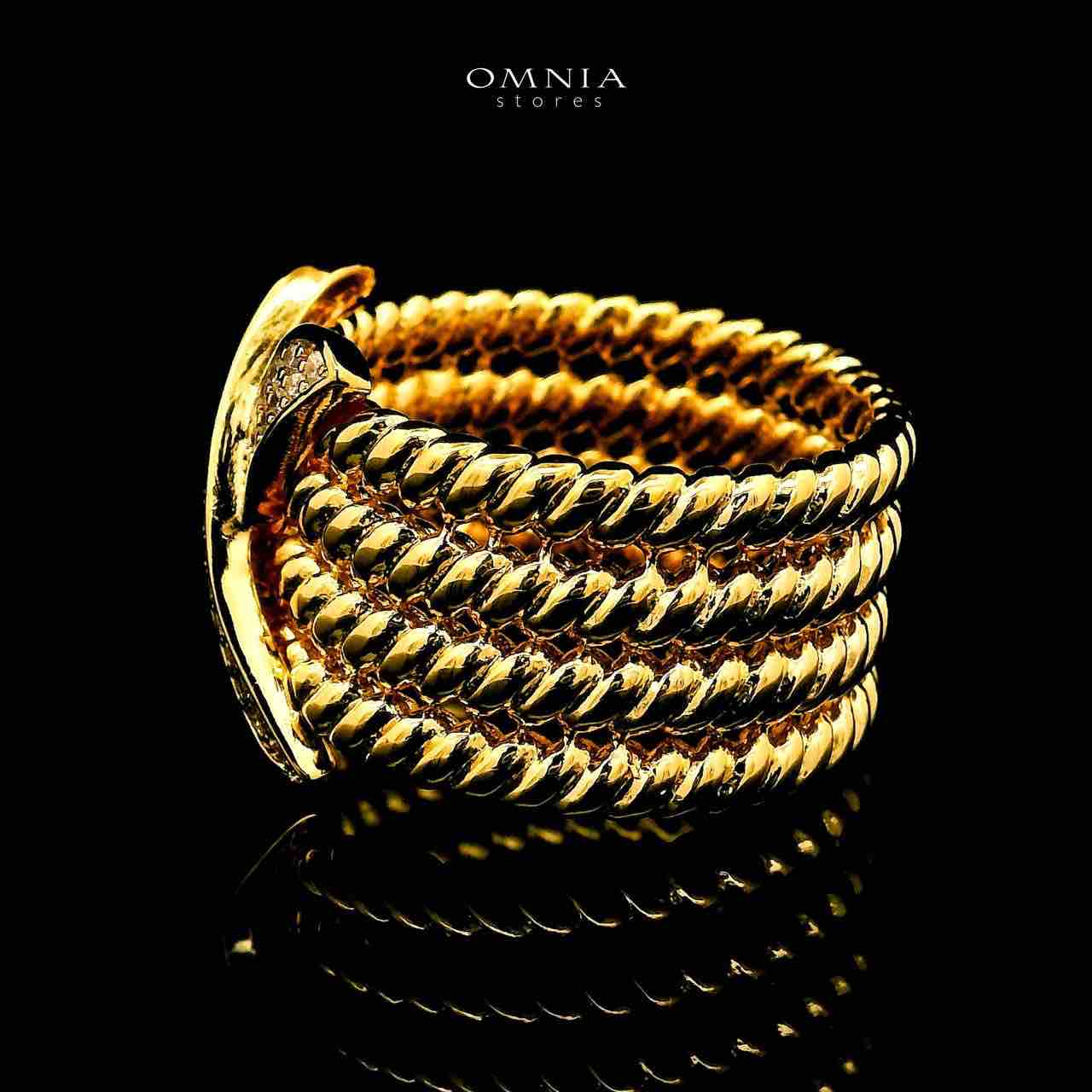 Omnia Baraka 18k Gold Plated Ring With Rhodium Plated In High Quality Zircon Stone - OMNIASTORES UAE