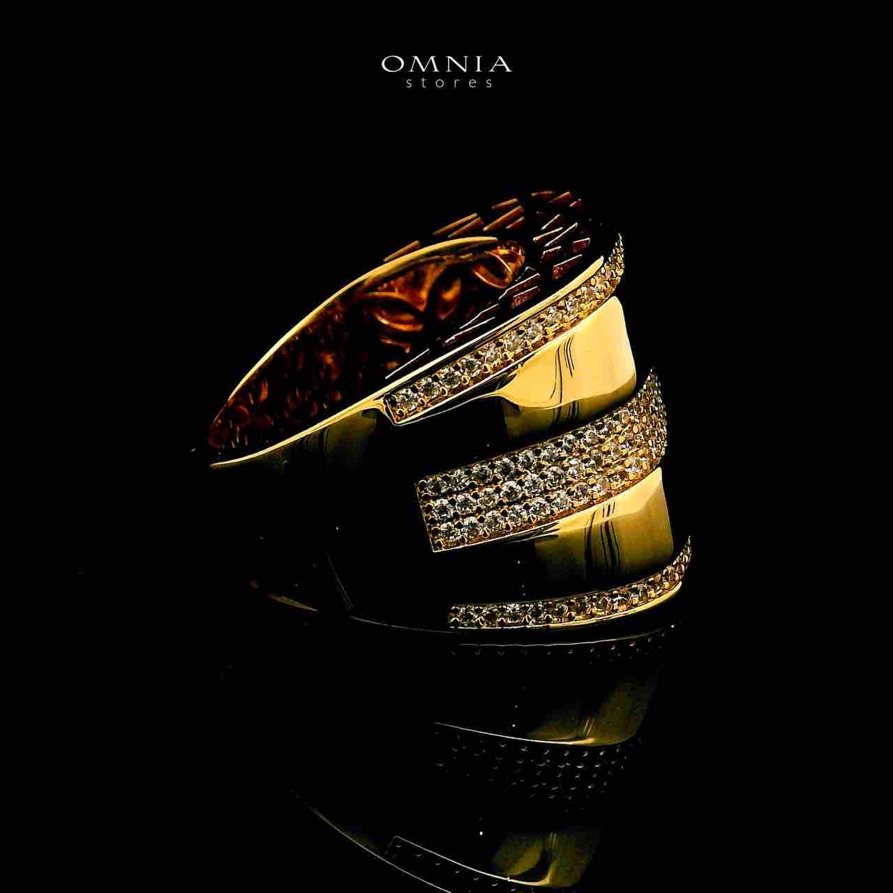 Omnia Chaza 18k Gold Plated Ring With Rhodium Plated In High Quality Zircon Stone - OMNIASTORES UAE