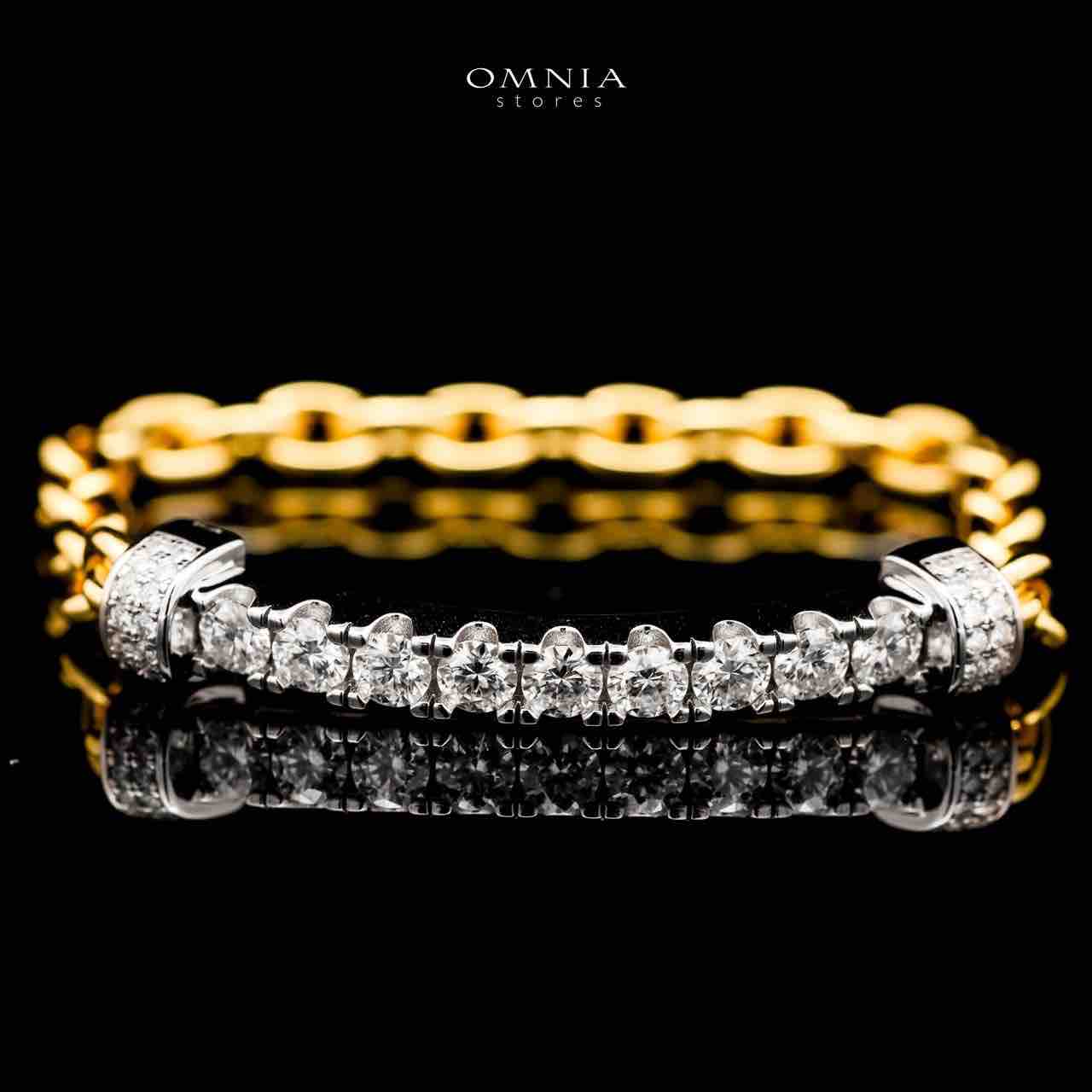 Omnia Wahaj  Golden White Bracelet 925 Silver in GRA Certifited High Quality White Moissanite Stones - OMNIASTORES UAE