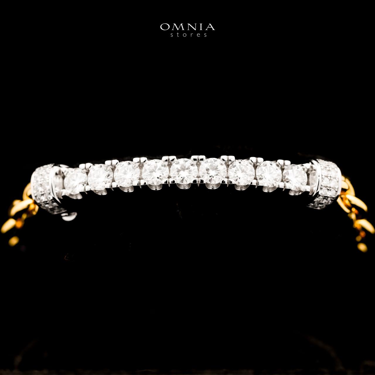 Omnia Wahaj  Golden White Bracelet 925 Silver in GRA Certifited High Quality White Moissanite Stones - OMNIASTORES UAE