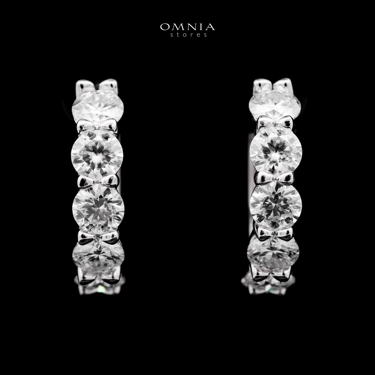 Omnia Jameelaan Silver Hoop Earrings 925 Silver in GRA Certifited High Quality White Moissanite Stones - OMNIASTORES UAE