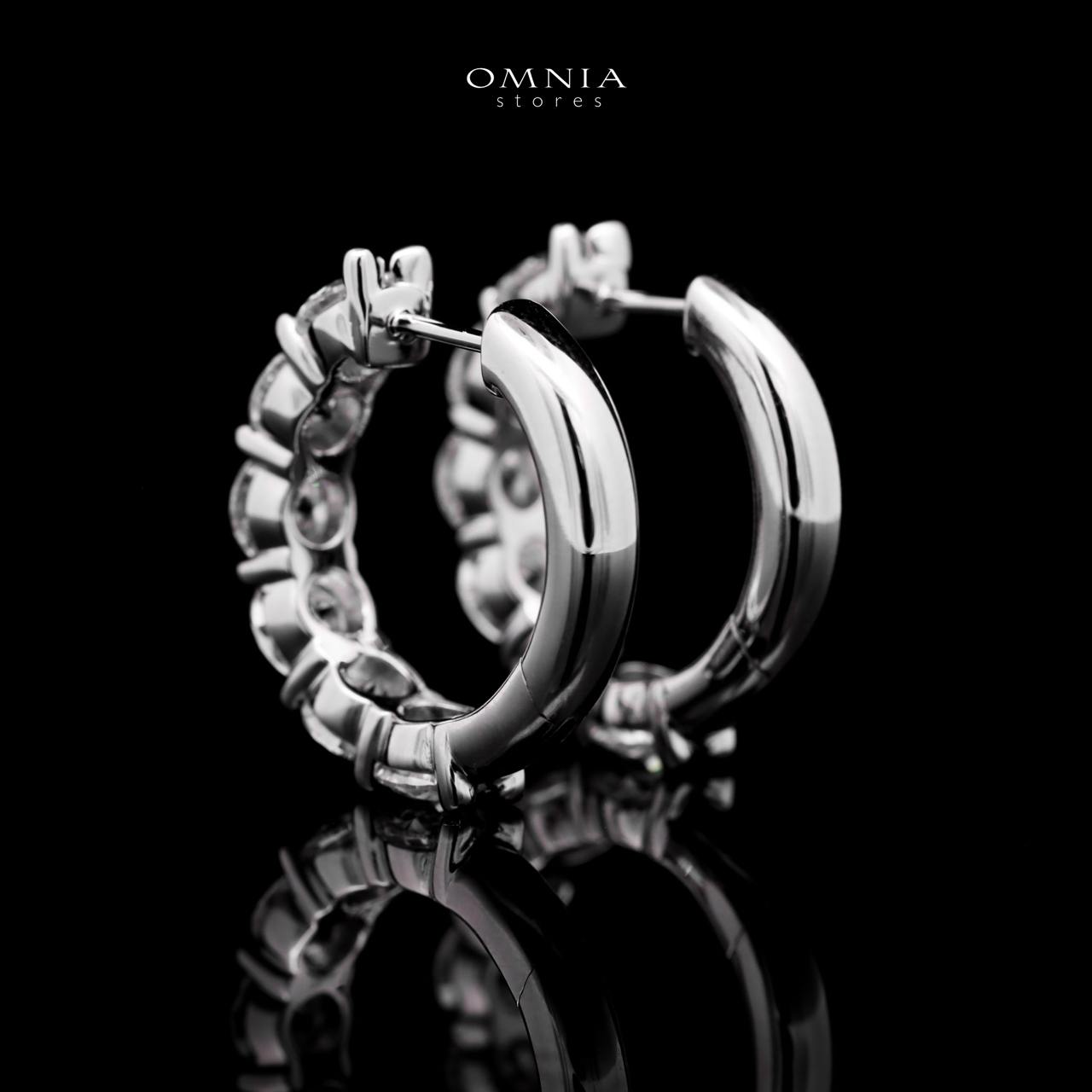 Omnia Jameelaan Silver Hoop Earrings 925 Silver in GRA Certifited High Quality White Moissanite Stones - OMNIASTORES UAE