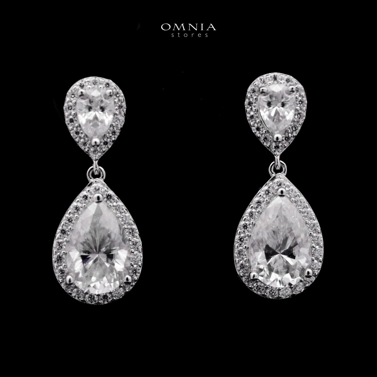 Omnia Rohayah Silver Drop Earrings 925 Silver in GRA Certifited High Quality White Moissanite Stones - OMNIASTORES UAE