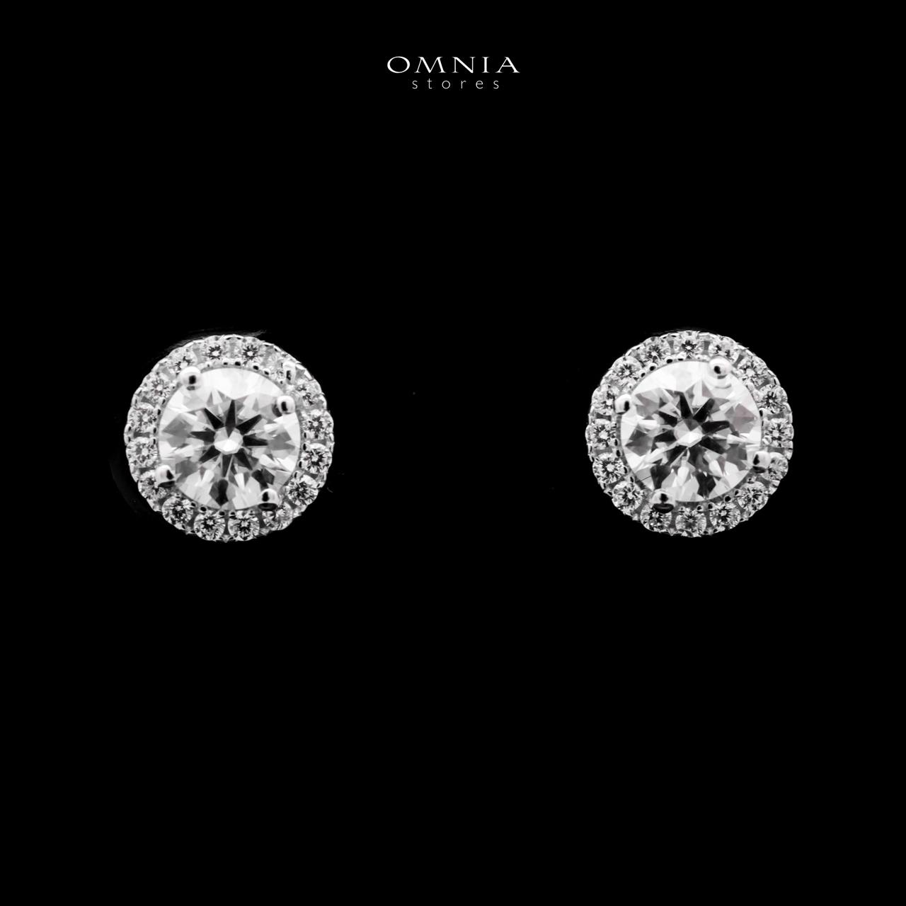 Omnia Basira Silver Stud Earrings 925 Silver in GRA Certifited High Quality White Moissanite Stones - OMNIASTORES UAE