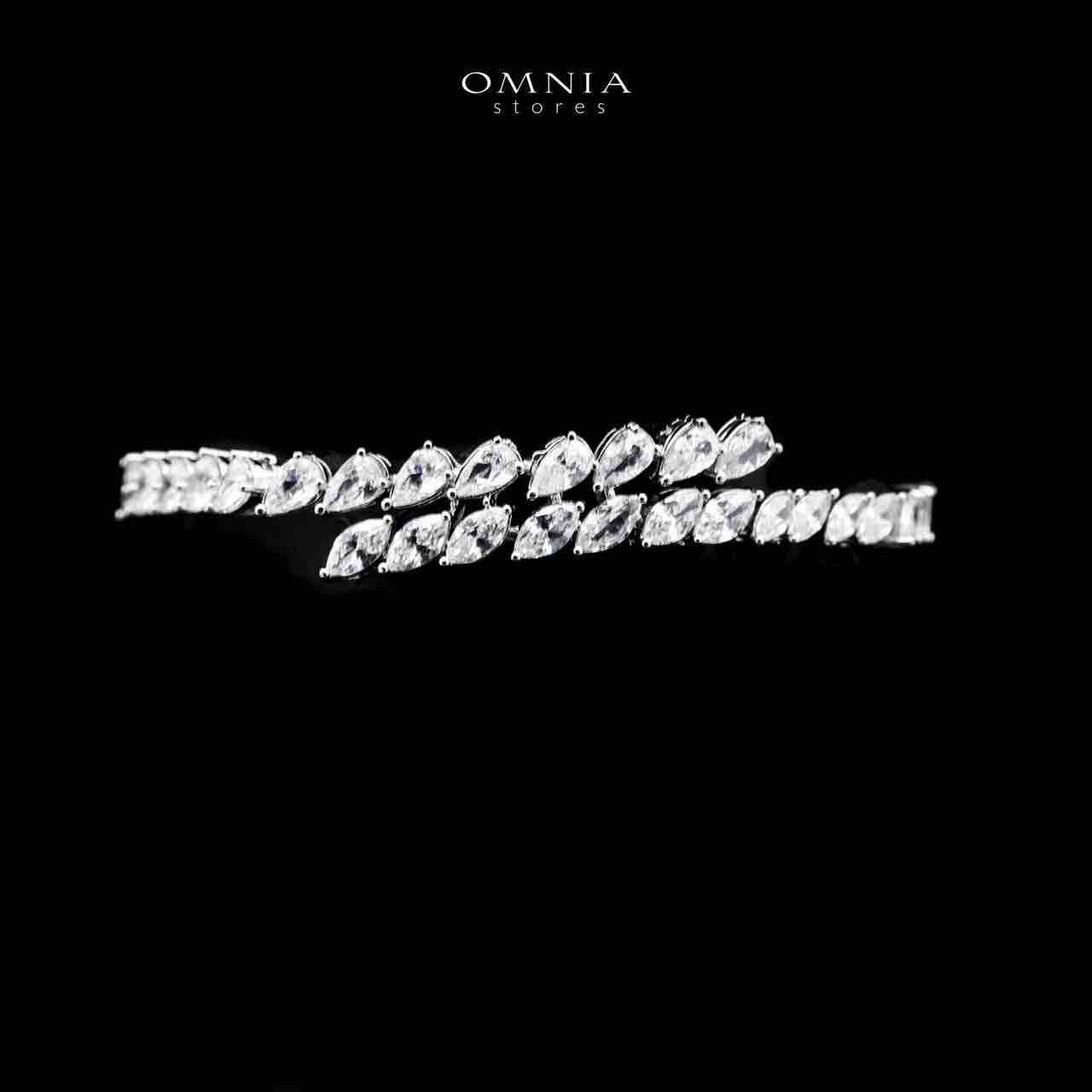 Omnia Nourhane White Double Layer Bridal Full Set in High Quality Zircon Stone in Rhodium Plated