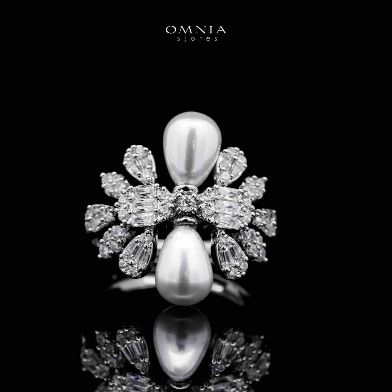 Omnia Zahrah Bridal White Pearl Full Set in High Quality Zircon Stone Rhodium Plated - OMNIASTORES UAE