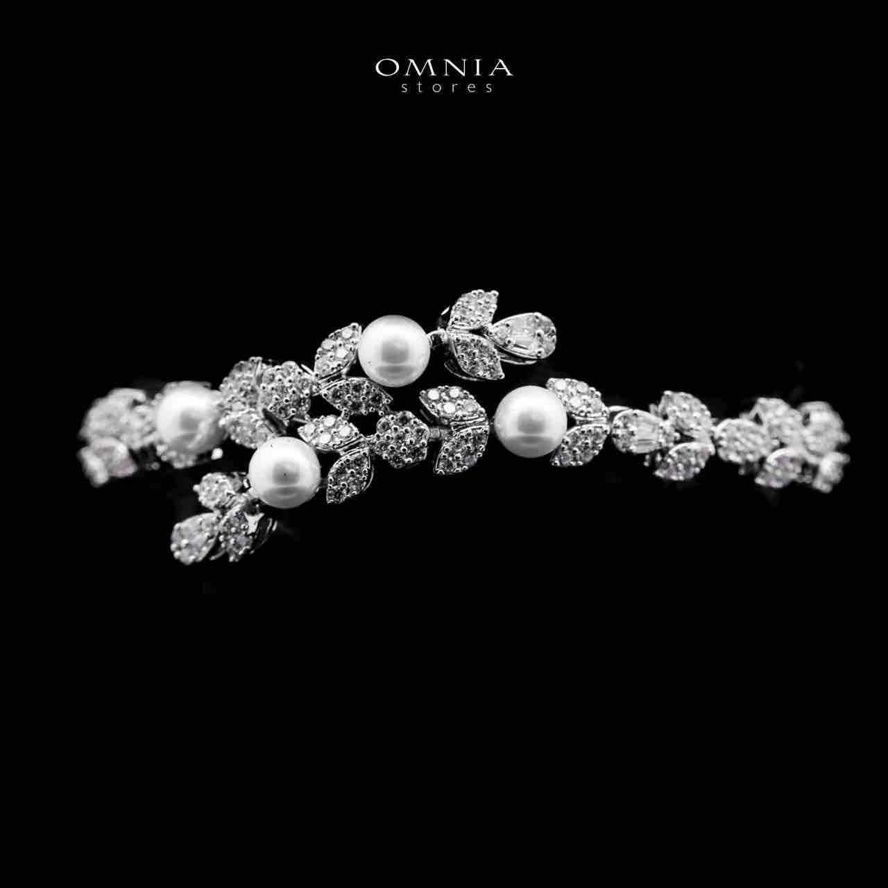 Omnia Samarah Bridal White Pearl Full Set in High Quality Zircon Stone Rhodium Plated - OMNIASTORES UAE