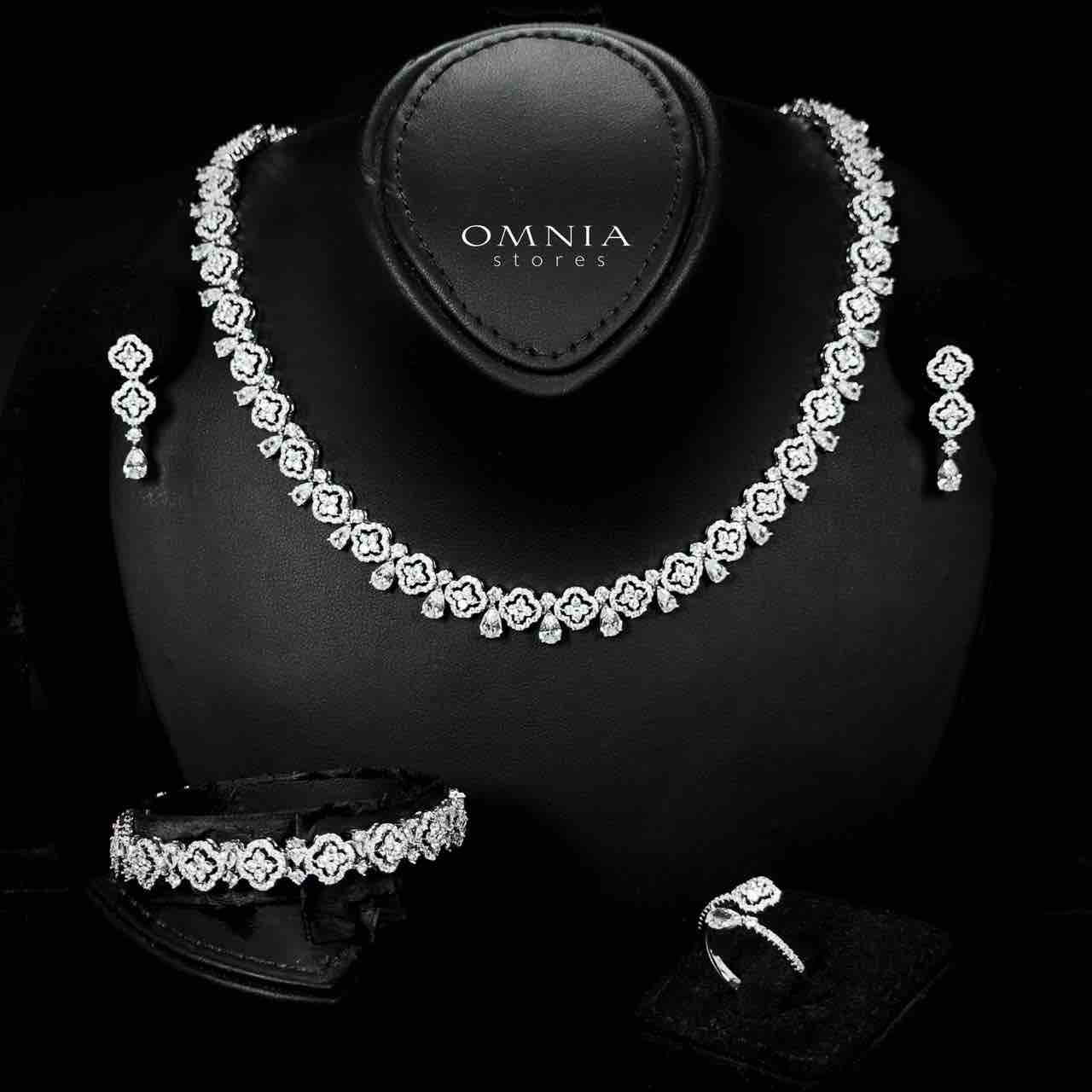 Omnia Miraal Bridal White Full Set in High Quality Zircon Stone Rhodium Plated - OMNIASTORES UAE