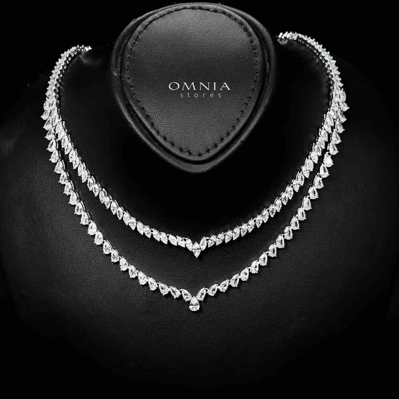 Omnia Nourhane White Double Layer Bridal Full Set in High Quality Zircon Stone in Rhodium Plated - OMNIASTORES UAE