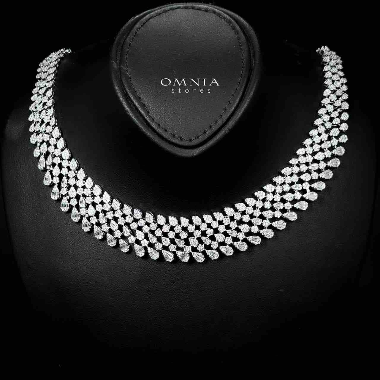 Omnia Amirat White Bridal Full Set in High Quality Zircon Stone in Rhodium Plated
