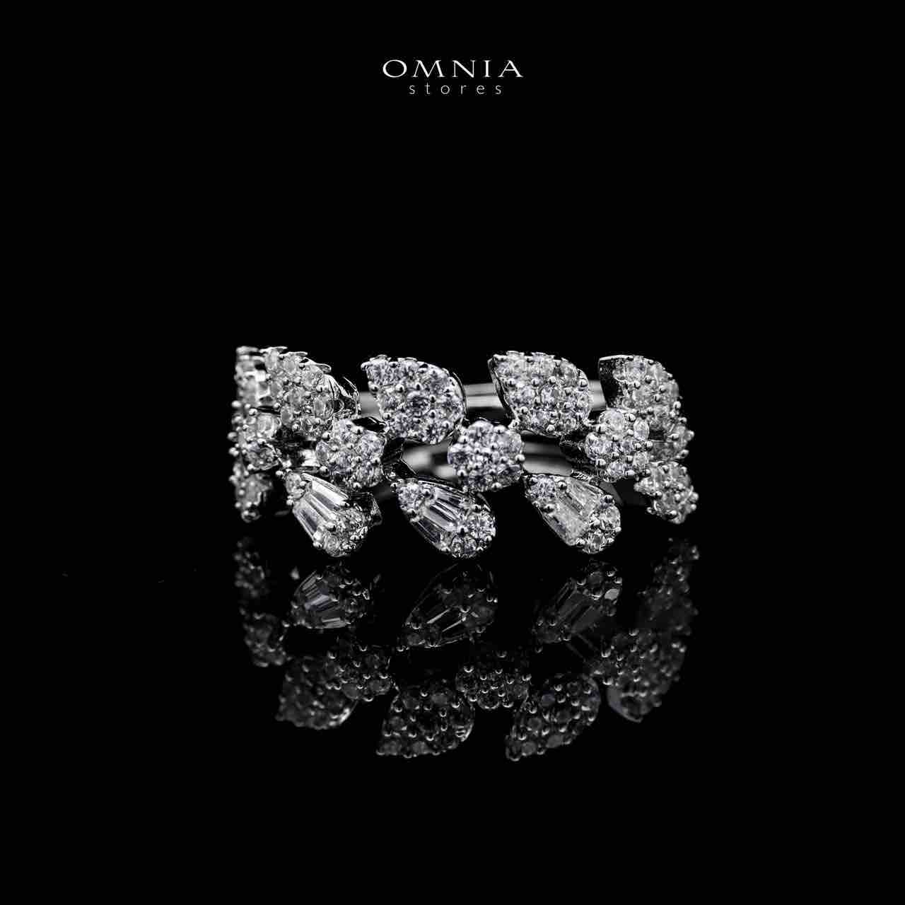 Omnia Amirat White Bridal Full Set in High Quality Zircon Stone in Rhodium Plated