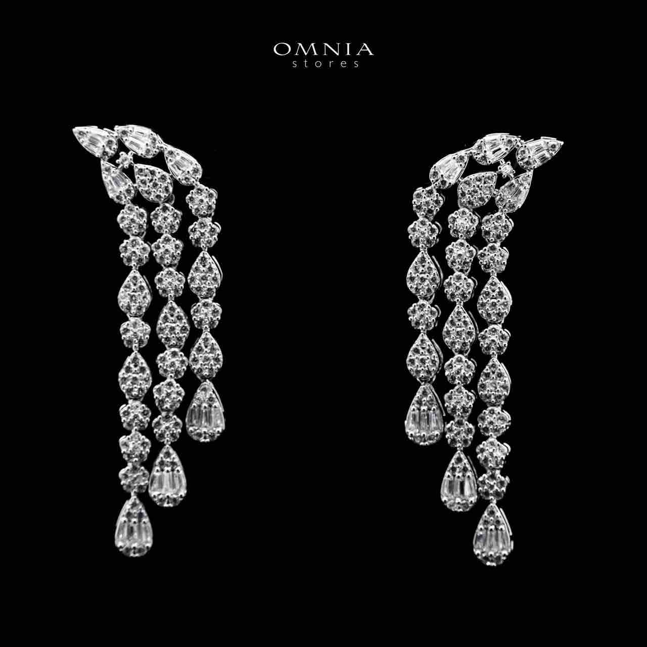 Omnia Amirat White Bridal Full Set in High Quality Zircon Stone in Rhodium Plated