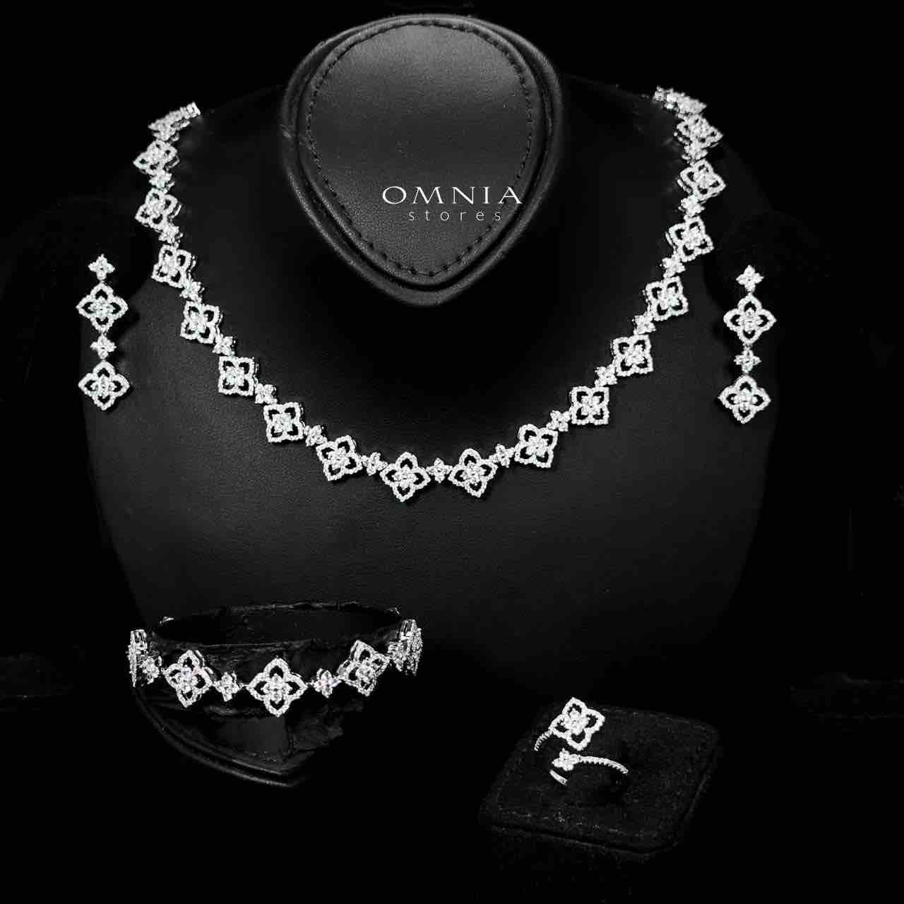 Omnia Daniah White Bridal Full Set in High Quality Zircon Stone in Rhodium Plated - OMNIASTORES UAE