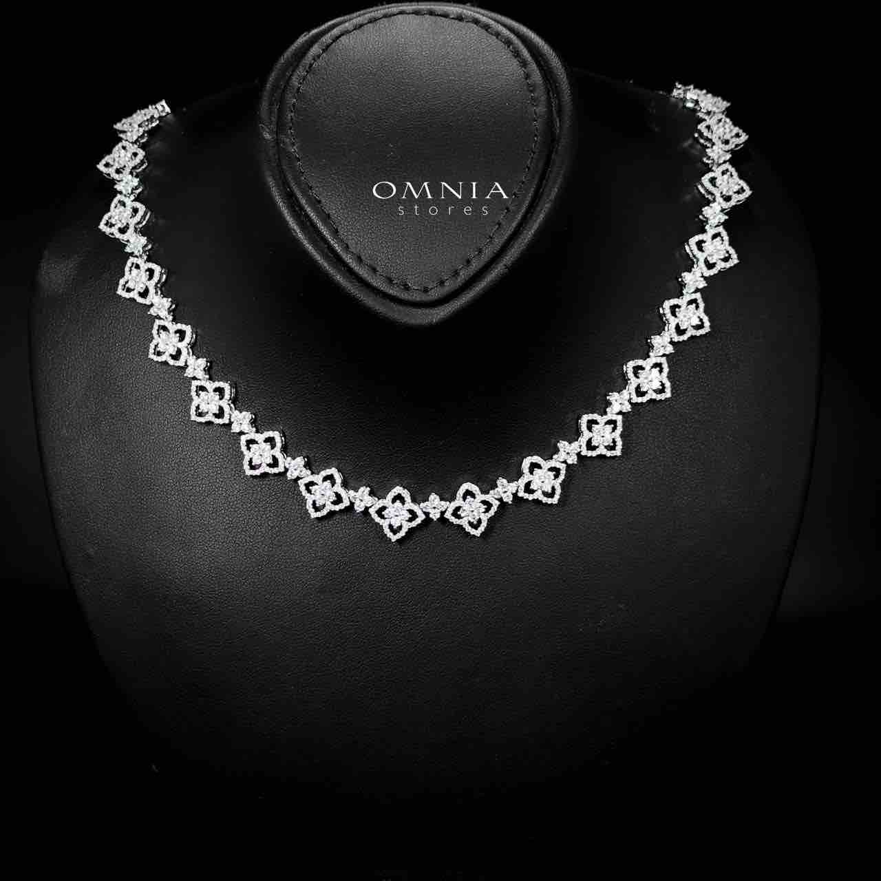 Omnia Daniah White Bridal Full Set in High Quality Zircon Stone in Rhodium Plated - OMNIASTORES UAE