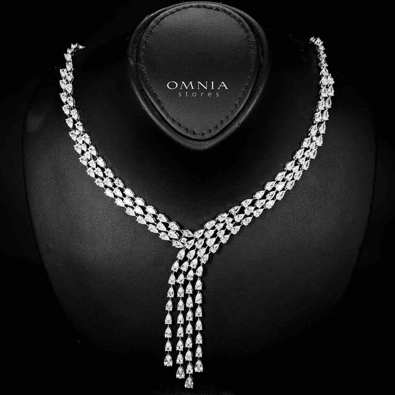 Omnia Michelle White Bridal Full Set Accessories in High Quality Zircon Stone in Rhodium Plated - OMNIASTORES UAE