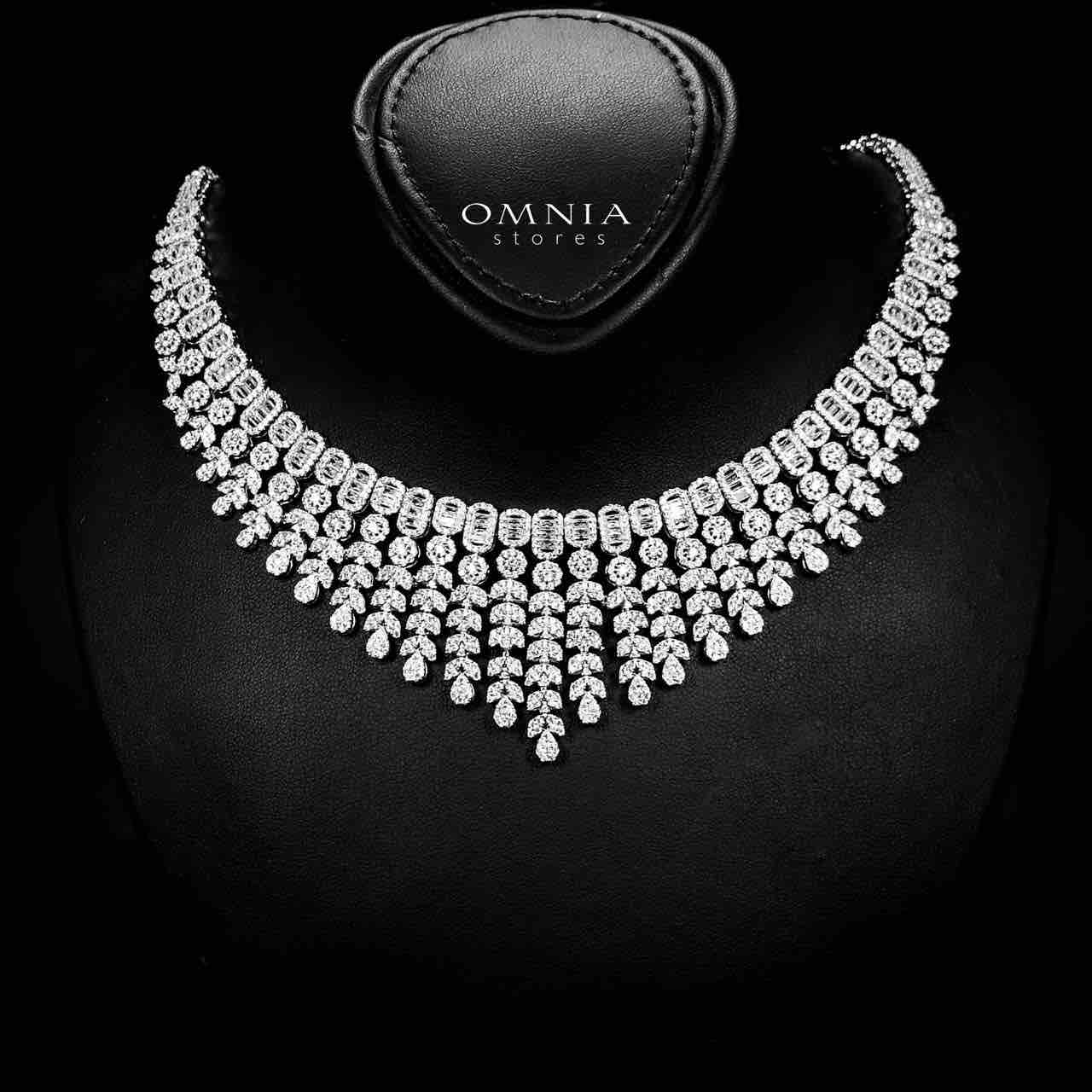 Omnia Fareeda White Bridal Full Set in High Quality Zircon Stone in Rhodium Plated - OMNIASTORES UAE
